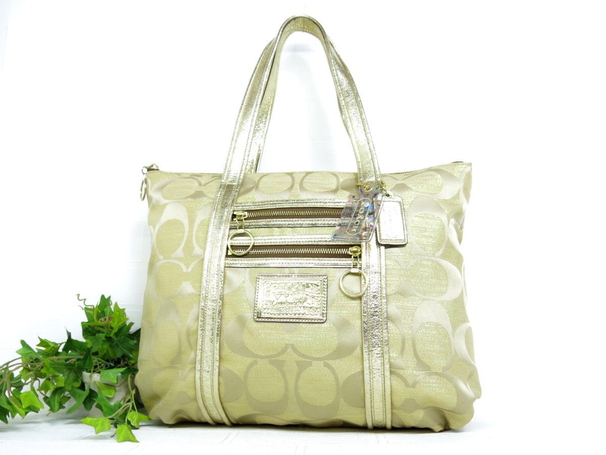 COACH コーチ◇シグネチャー 13826◇キャンバス カーフ レザー◇トート