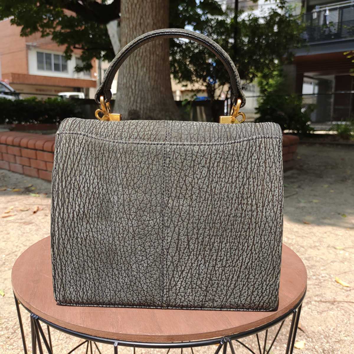 ☆美品☆CELENCEE シャークレザー 鮫革 Shake Leather ゴールド金具 