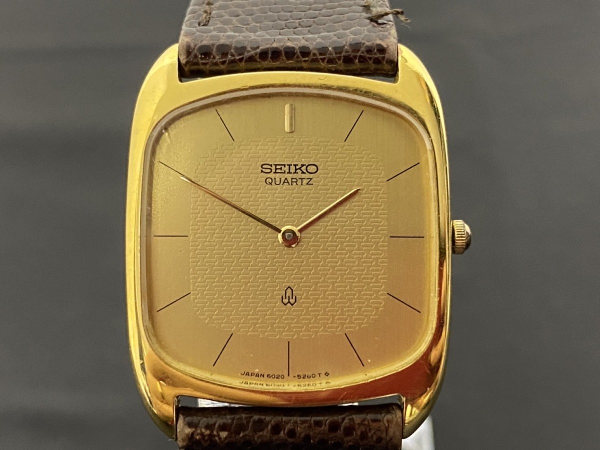 A3　SEIKO　セイコー　6020-5230　14K BASE ST.STEEL　ゴールドカラー　ヴィンテージ　メンズ腕時計　クオーツ　ブランド腕時計　現状品