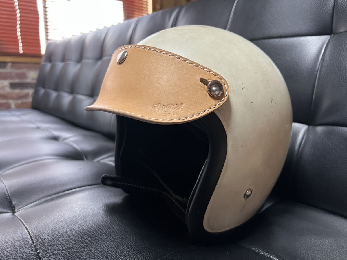 ヘルメットバイザー 【ヌメ革】 ビンテージ ヘルメット ジェット