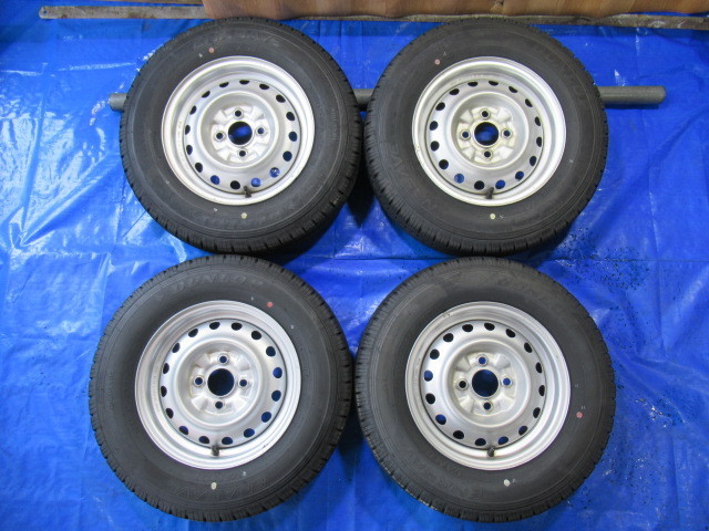 激安即決！タイヤ+鉄ホイール！日産純正 13-5J 4H/100 ET40 + DUNLOP 
