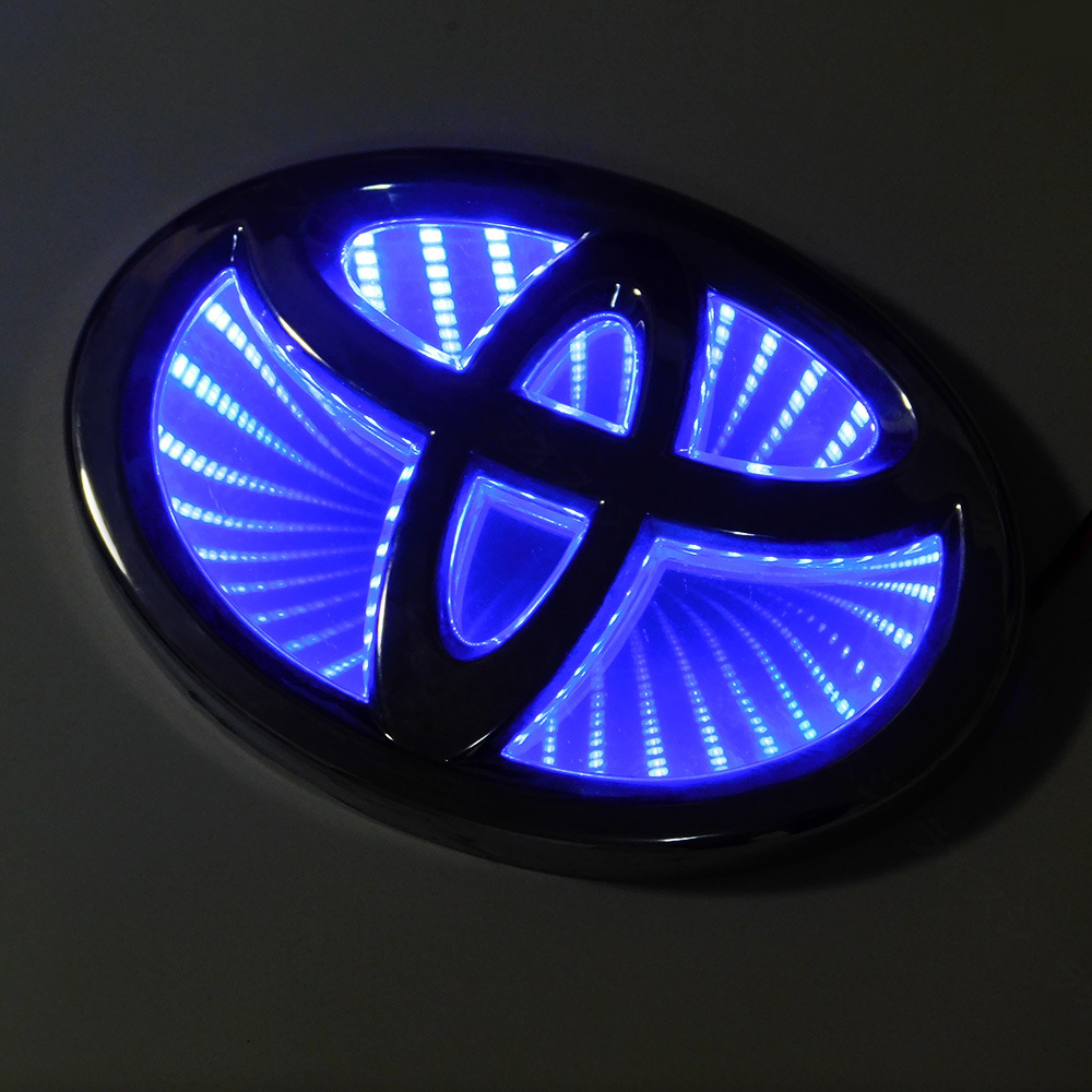 トヨタ 汎用 3D LED エンブレム 13x8.9cm 青 万華鏡 一体式 交換式 