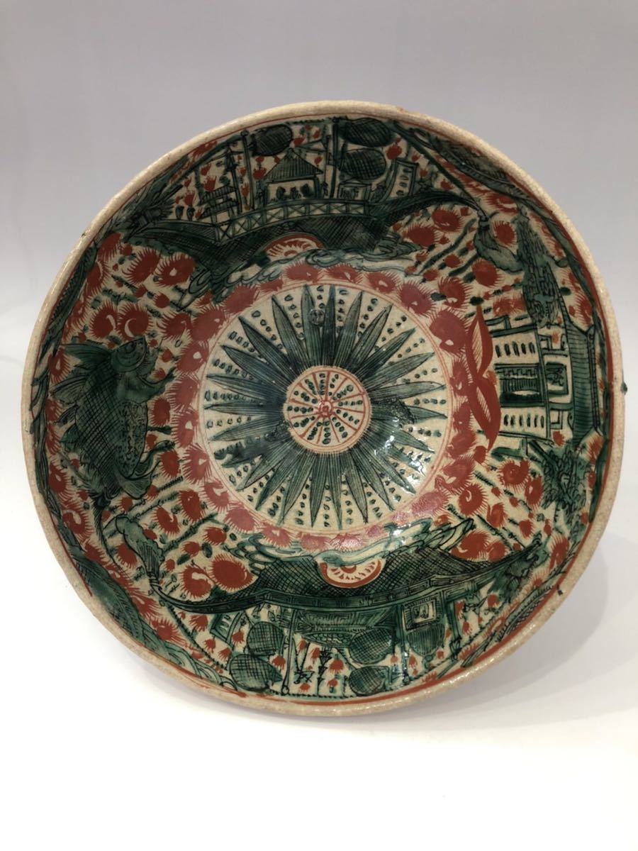 中国　古物　赤絵　福　鉢　盛鉢　裏面ウサギ絵 　中国美術　時代物 明末期 公式通販 名逸品 呉洲赤絵鉢 - 天平堂（TENPYODO） 呉須赤絵魁