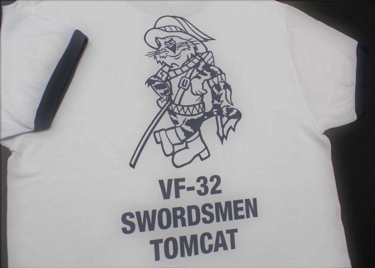 YTS94東洋XSトムキャットUSネイビーTOMCATネコU.S.N猫 リンガー 半袖TシャツUSA製Buzz Rickson'sバズリクソンズ 色リンガー紺