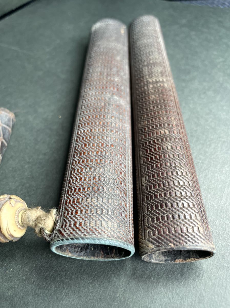 煙草入れ 喫煙具 前金具 緒締玉 骨董 3つまとめて ア16