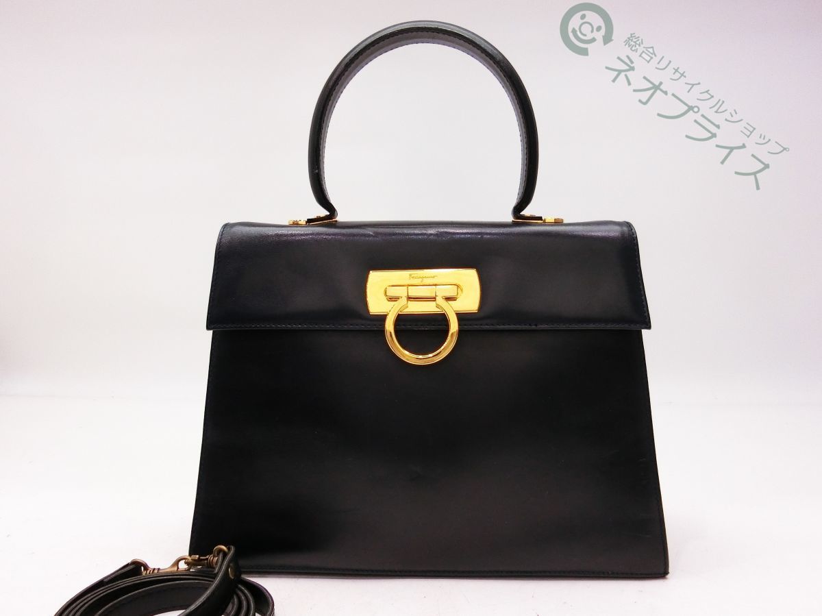 ◇A4276 Ferragamo フェラガモ ガンチーニ レザー 2WAY ハンド バッグ
