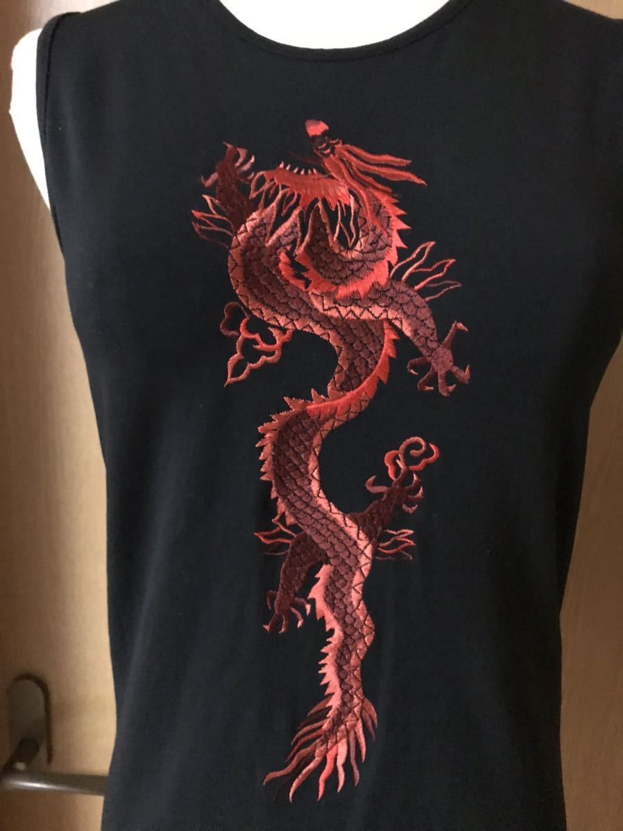 ☆美品☆VIVIENNE TAM 龍刺繍 レザー風ワンピース ブラック Women