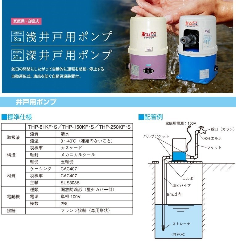 寺田ポンプ | 浅井戸用ホームポンプ THP-150KF ホームポンプ 寺田 