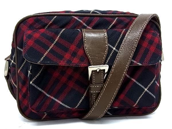 格安，SALE1円 BURBERRY バーバリーブルーレーベル ナイロンキャンバス&times;レザー チェック柄 ショルダーバッグ ネイビー系&times;マルチカラー BA5363bN(女性用)｜売買されたオークション情報、yahooの商品 女性用