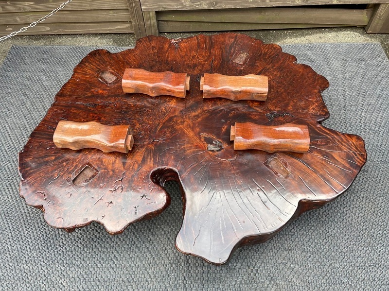 玉杢 天然木 瘤杢 一枚板 座卓 無垢材 120×77cm 座卓テーブル⁄厚さ約