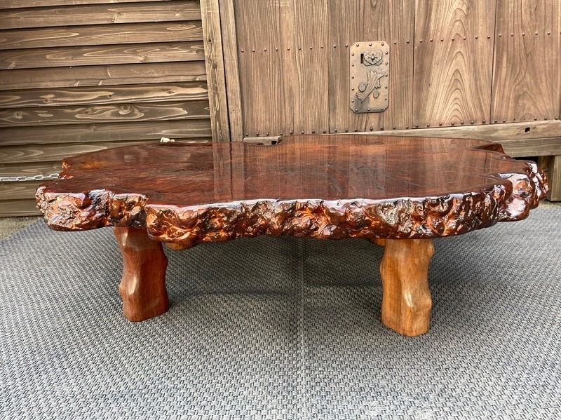 玉杢 天然木 瘤杢 一枚板 座卓 無垢材 120×77cm