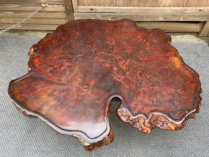 玉杢 天然木 瘤杢 一枚板 座卓 無垢材 120×77cm