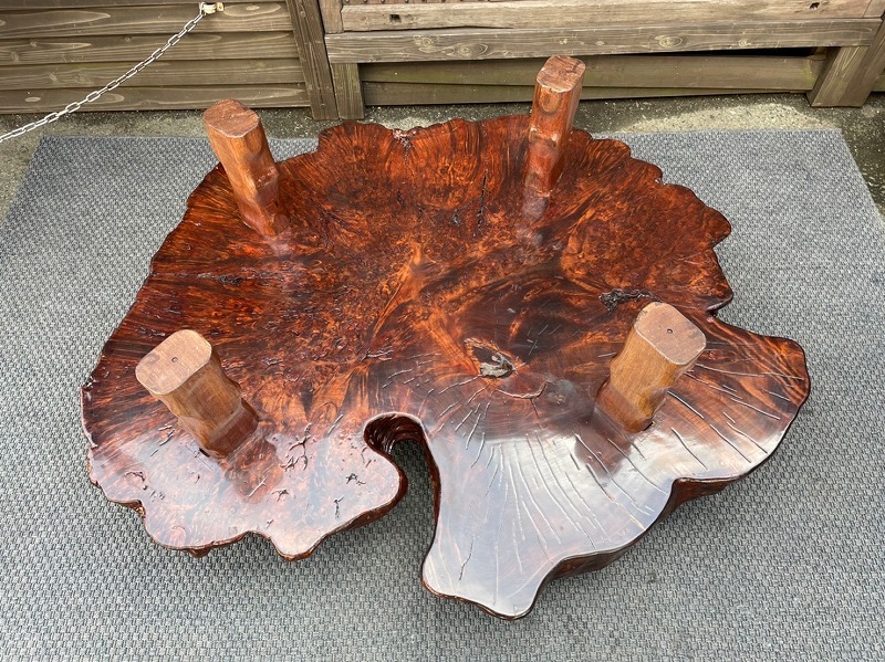 玉杢 天然木 瘤杢 一枚板 座卓 無垢材 120×77cm