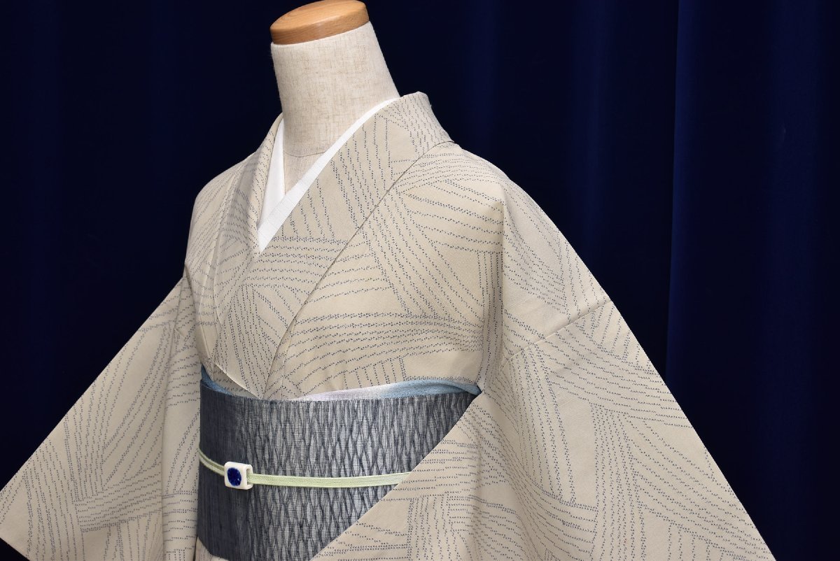 ちどりや】正絹 夏大島紬 小紋 夏物 広衿 身丈149cm/裄62cm S寸 背伏せ