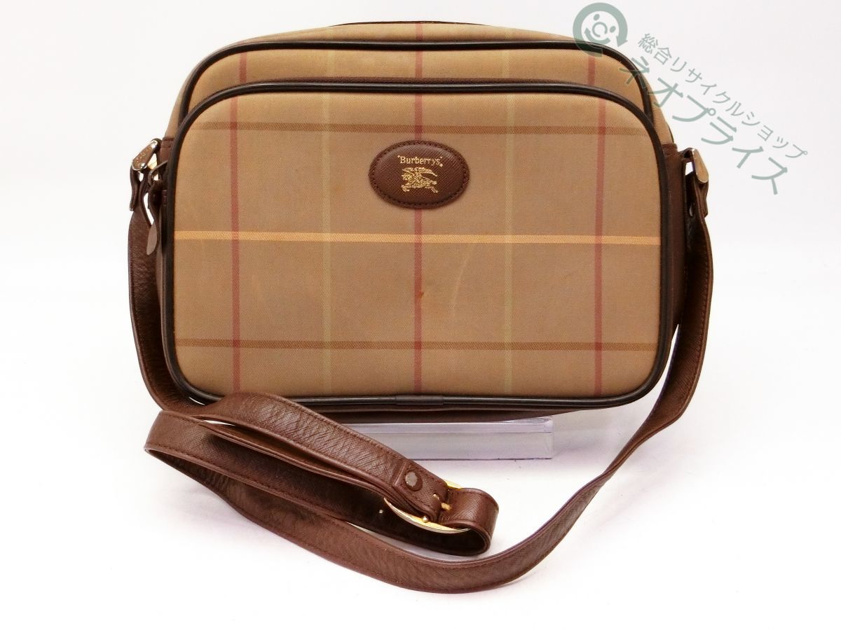 ◇Y6308 BURBERRY バーバリー チェック柄 キャンバス レザー
