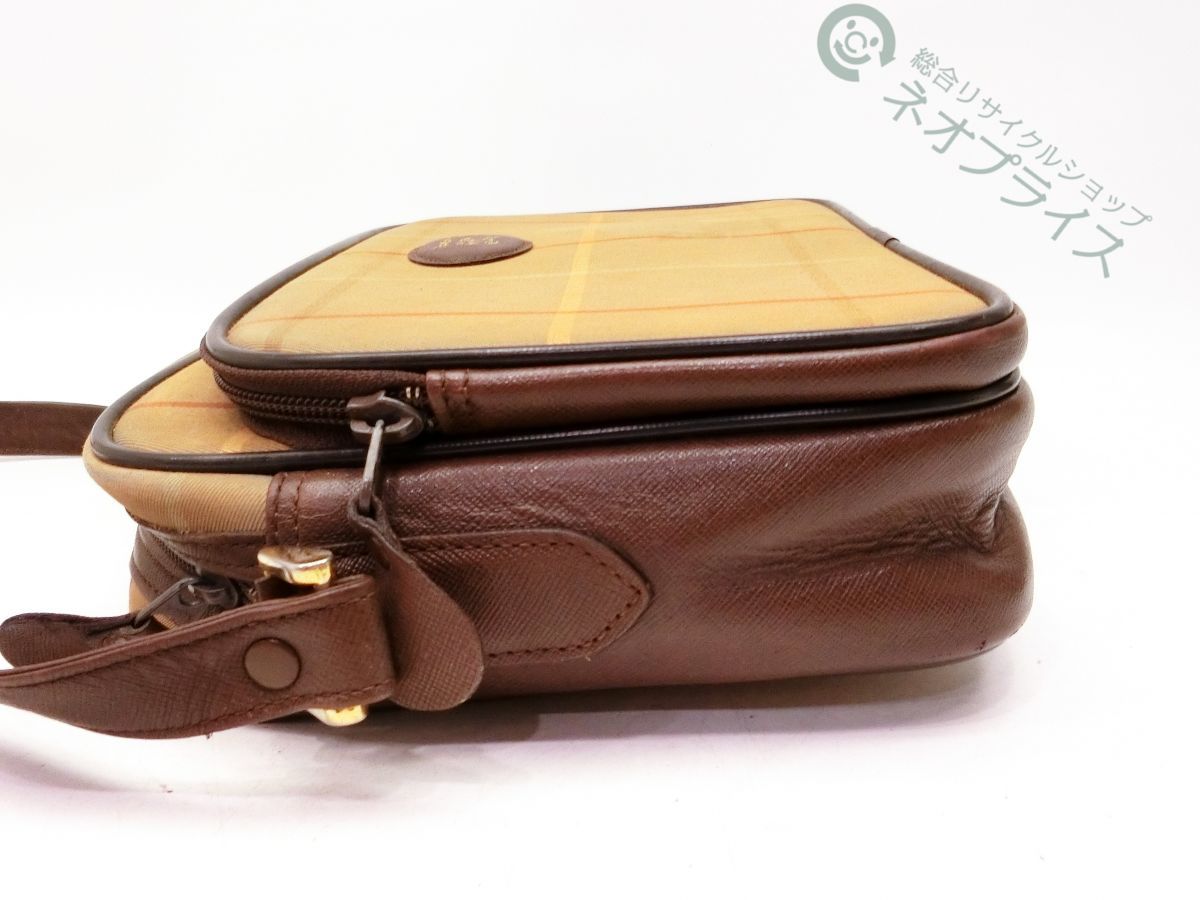 ◇Y6308 BURBERRY バーバリー チェック柄 キャンバス レザー