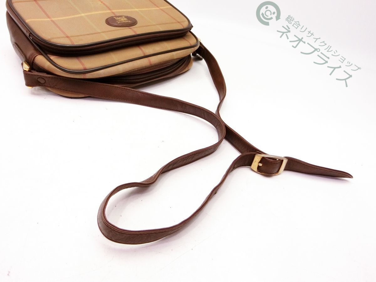 ◇Y6308 BURBERRY バーバリー チェック柄 キャンバス レザー