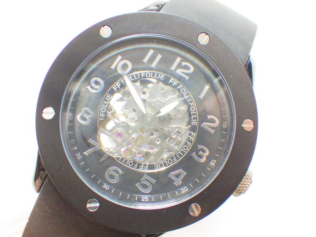 Folli Follieフォリフォリ スケルトン 自動巻き腕時計 WT6Y001SPK-BK 
