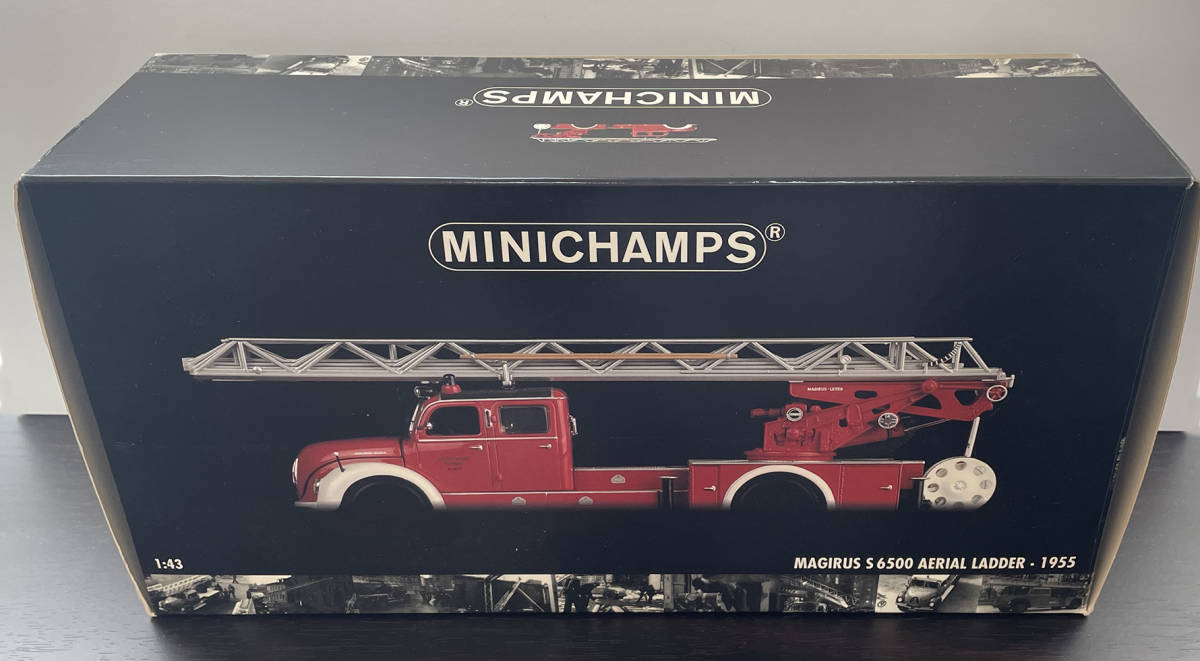 Miniature Minichamps 1/43 – Magirus S6500 – Échelle Aérienne Pompiers 1955