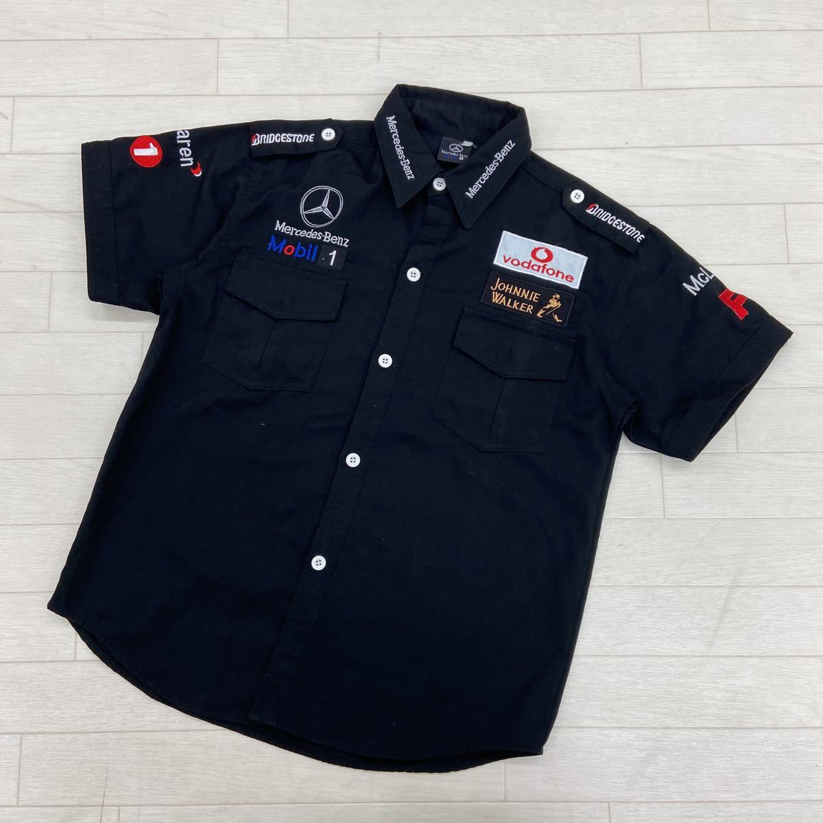 安い 609 Mercedes Benz メルセデス ベンツ マクラーレン トップス シャツ 半袖 フルボタン 胸ポケット 文字 ロゴ 刺繍 ブラック メンズ(メンズファッション)｜売買されたオークション情報、yahooの商品 その他