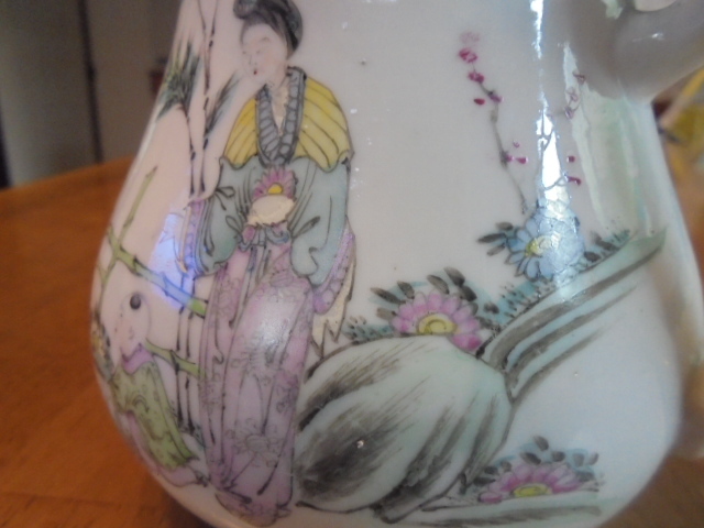清末の色絵粉彩の急須 中国古美術 中国美術 清末民国時代色絵