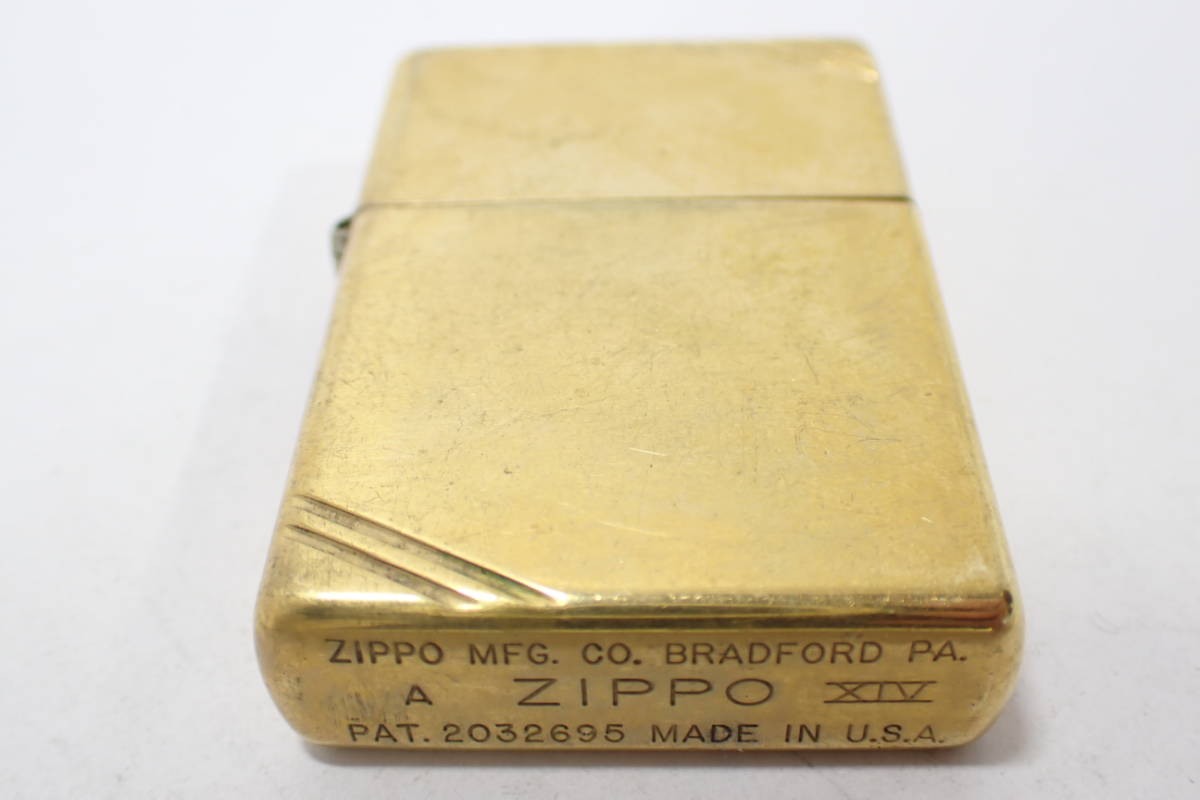 23084【 A ZIPPO XIV 】1937 REPLICA レプリカ フラットトップ ダイヤゴナル斜め線 1998年ジッポー ビンテージ ゴールドカラー着火確認済み Replica 0 Polish Series cheap Silver