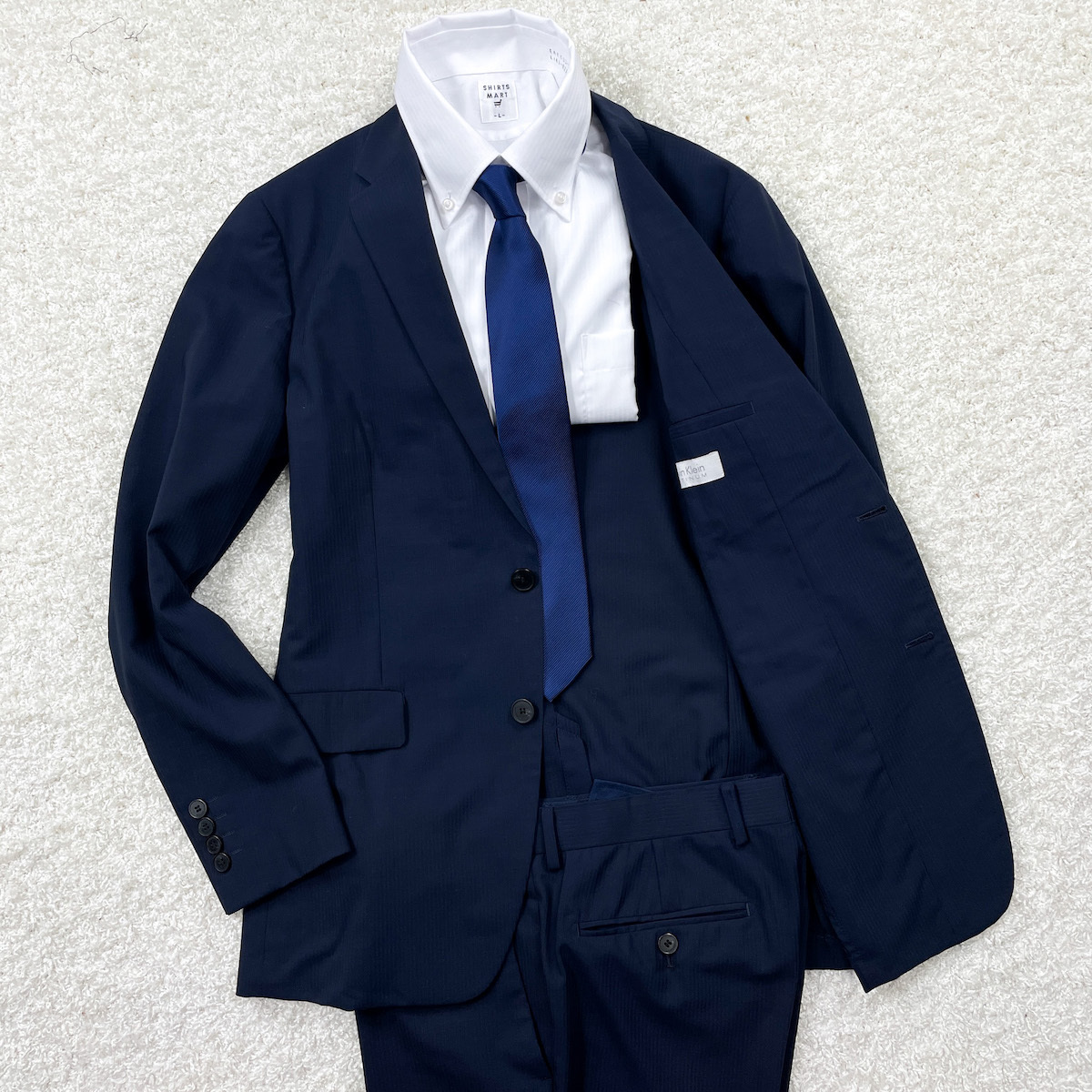 赤字超特価，爆買い Calvin Klein PLATINUM ウール混 スーツ セットアップ ジャケット 濃紺/ダークネイビー 36 M相当 夏秋 カルバンクライン(Mサイズ)｜売買されたオークション情報、yahooの商品情報をアーカイブ公開 - Mサイズ