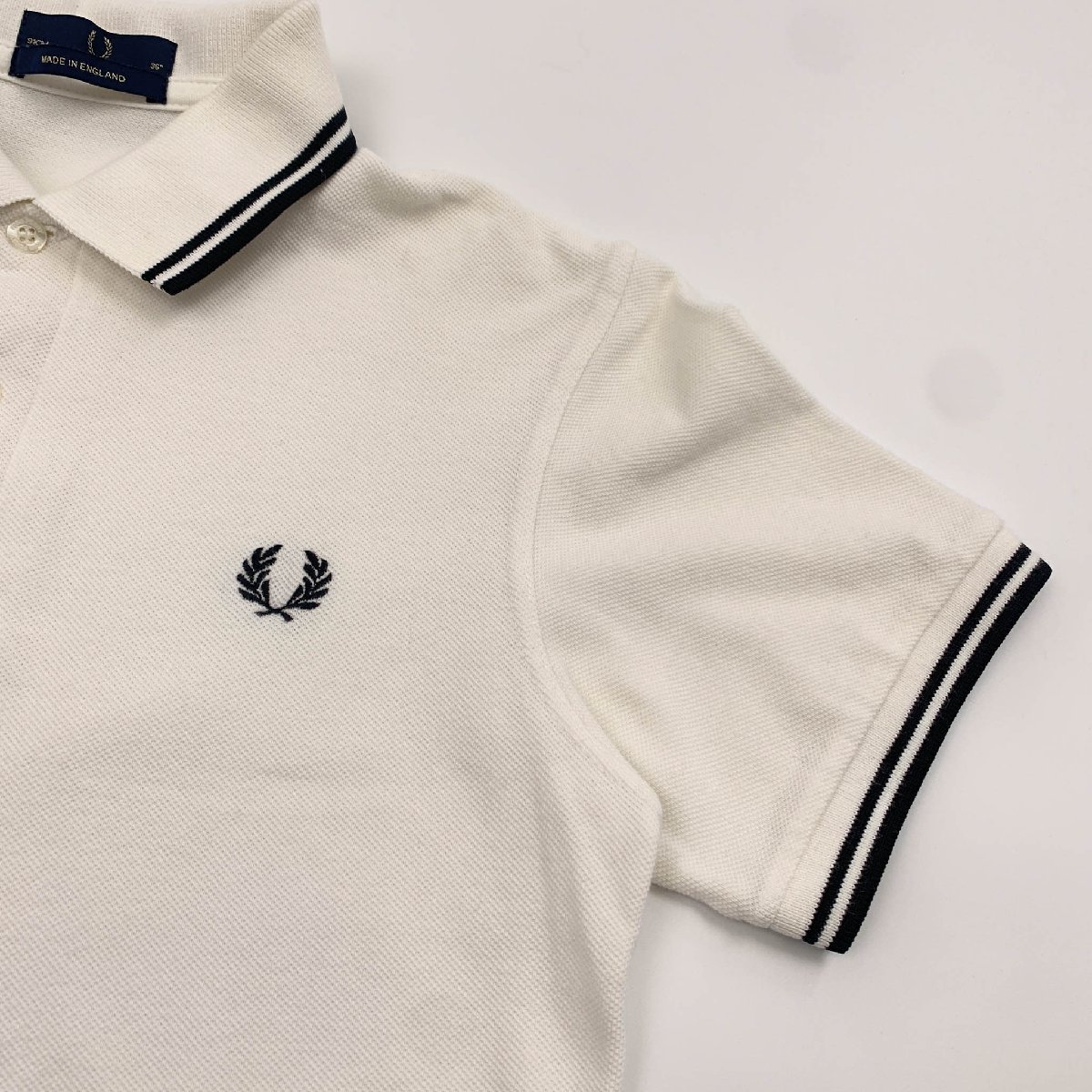 英国製◇FRED PERRY フレッドペリー ロゴ刺繍 半袖 ポロシャツ サイズ 