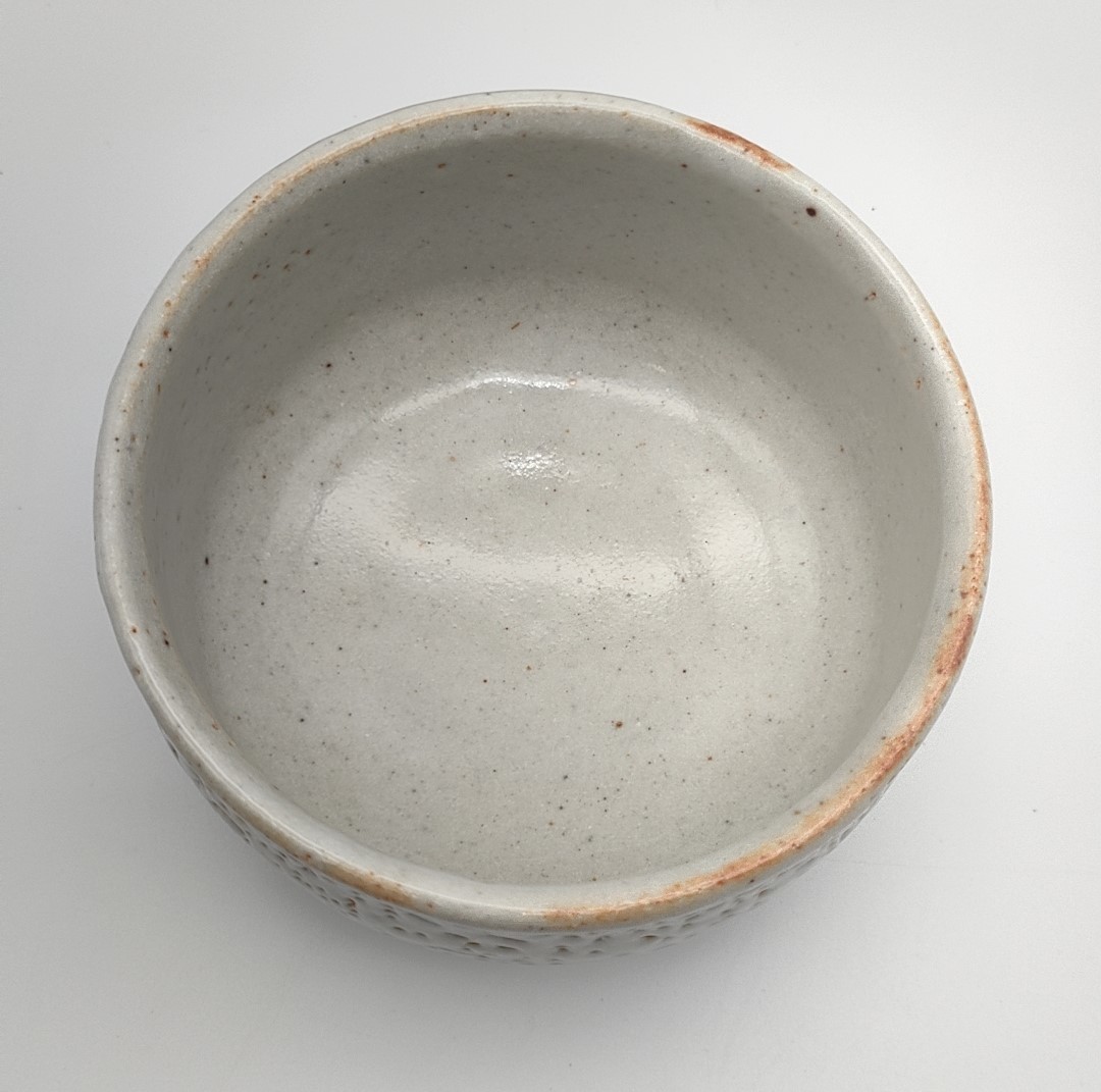 茶道具 秀山窯 白志野茶碗/美濃焼 抹茶碗 共箱 秀銘 白柚 飾物/未使用