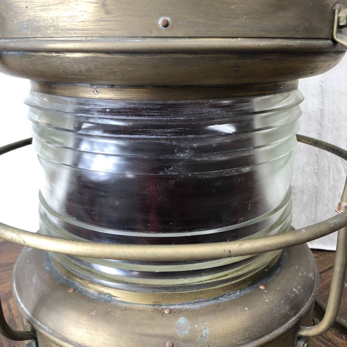 紅燈 油用 日船式第3号 日本船燈製 真鍮製 船舶ランプ 船灯 レトロ