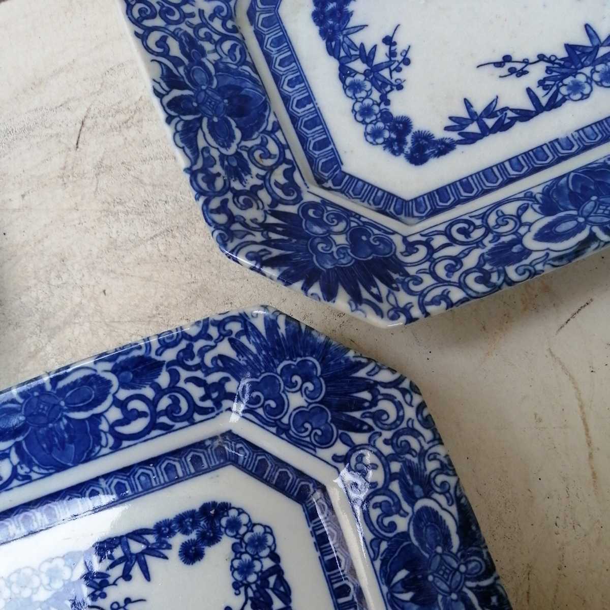 富貴長春 古伊万里 角皿 長皿 蛸唐草 松竹梅 印判手 江戸前期江戸