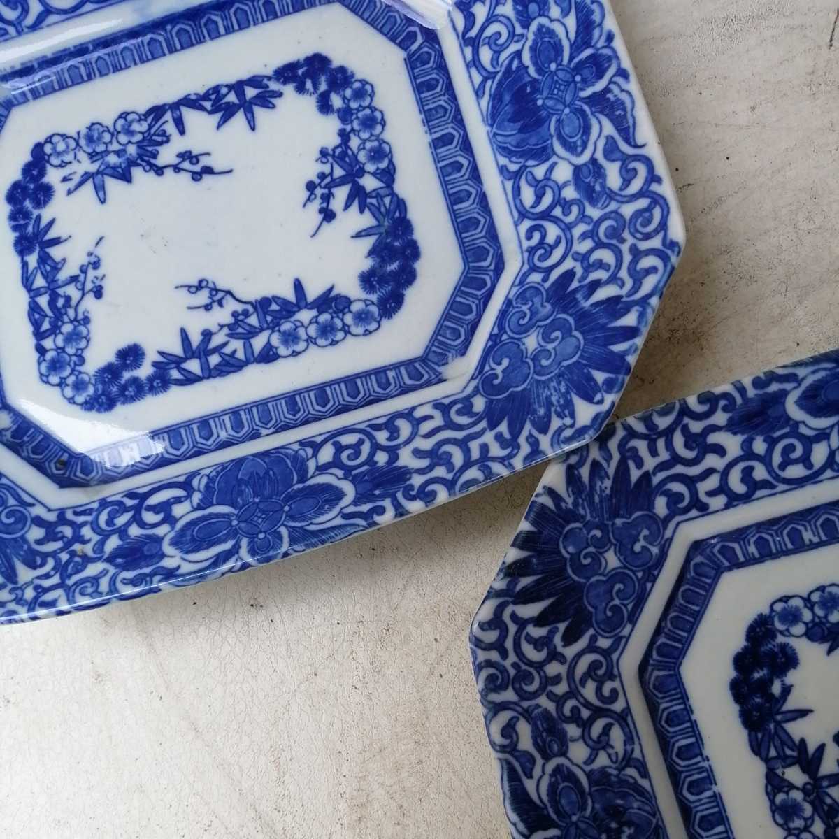 4枚セット富貴長春古伊万里 角皿 長皿蛸唐草 松竹梅印判手