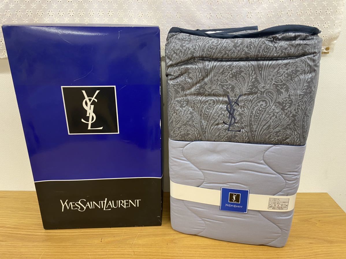 極美品 Yves 140 190cm Laurent Rlv Saint イブサンローラン イヴサンローラン シングル タオルケット 肌掛け布団 記念日 Saint