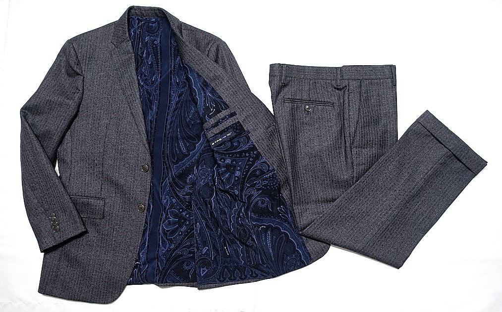定価25万 美品 ETRO エトロ ペイズリー柄裏地 ストライプスーツ