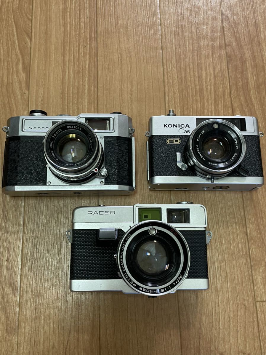 アンティークカメラ　KONICA C-35 NEOCA-S PETRI-RACER 3台セット C35 Konica 35mm SIZE=3 000000 AF