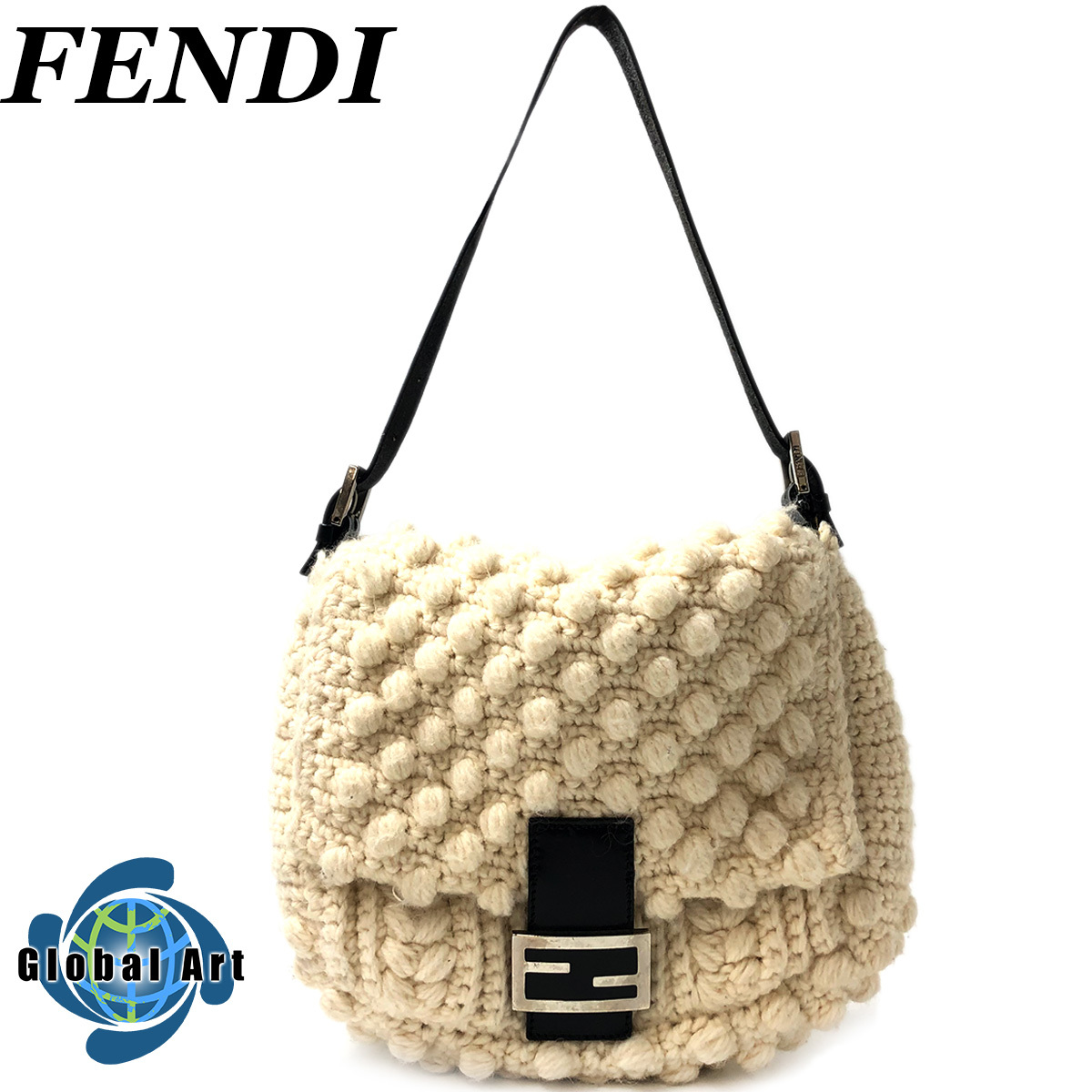 u07【極美品・ベタ無し】保存袋付 フェンディ コットン マンマバケット