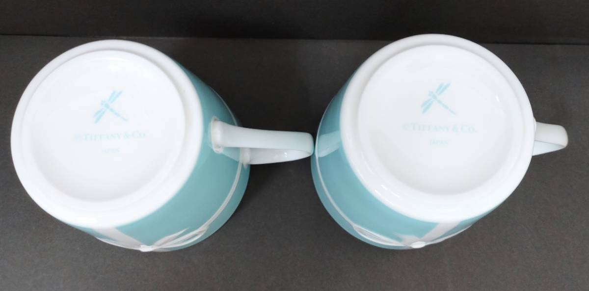 ☆D2283TR□TIFFANY&Co. ティファニー ブルー マグカップ リボン ペア2