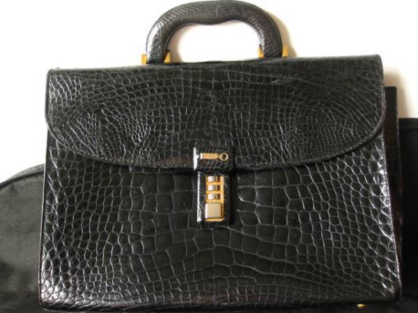 定価300万円以上　ZILLI　ジリー　最高級モデル☆　ワニ革　クロコダイル　レザーブリーフケースバッグ☆ブラック　クロコ