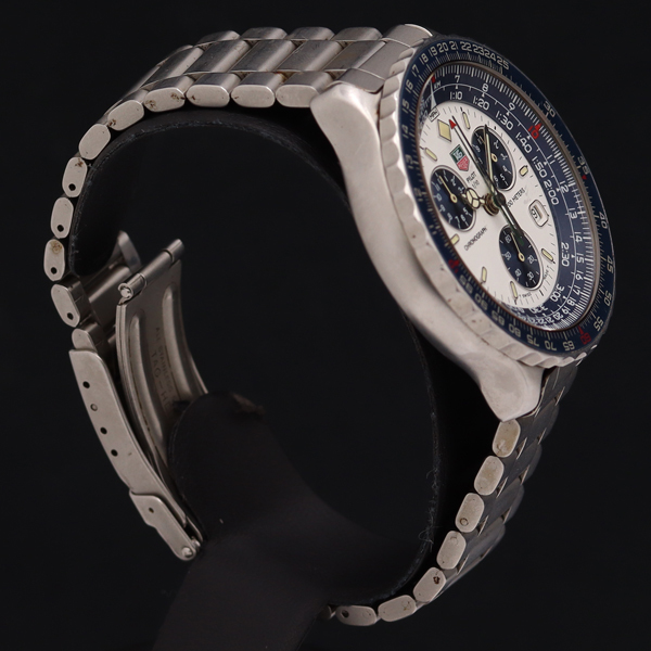 1円★稼働品【タグホイヤー】530.806 パイロット クロノグラフ 200M デイト ブルー×ホワイト文字盤 QZ メンズ腕時計 150A0256953