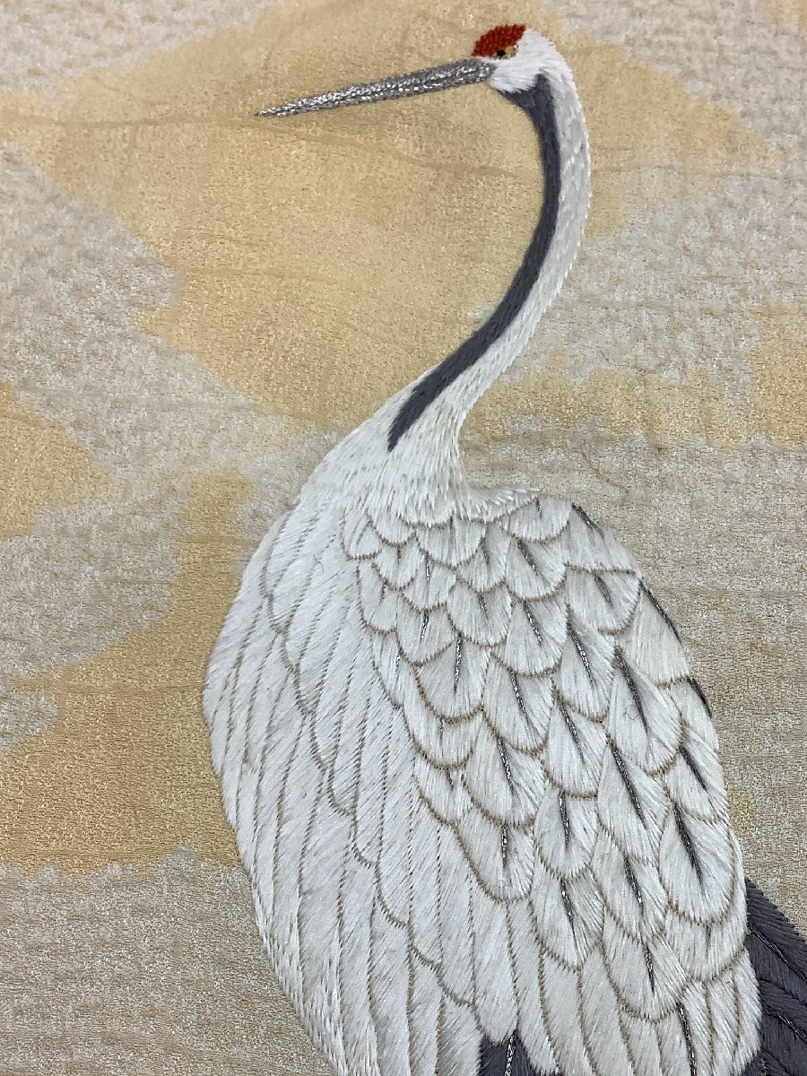 色留袖 琳派 作家物 落款入 一つ紋 鶴 鳥 金彩 正絹 X500 カテゴリー