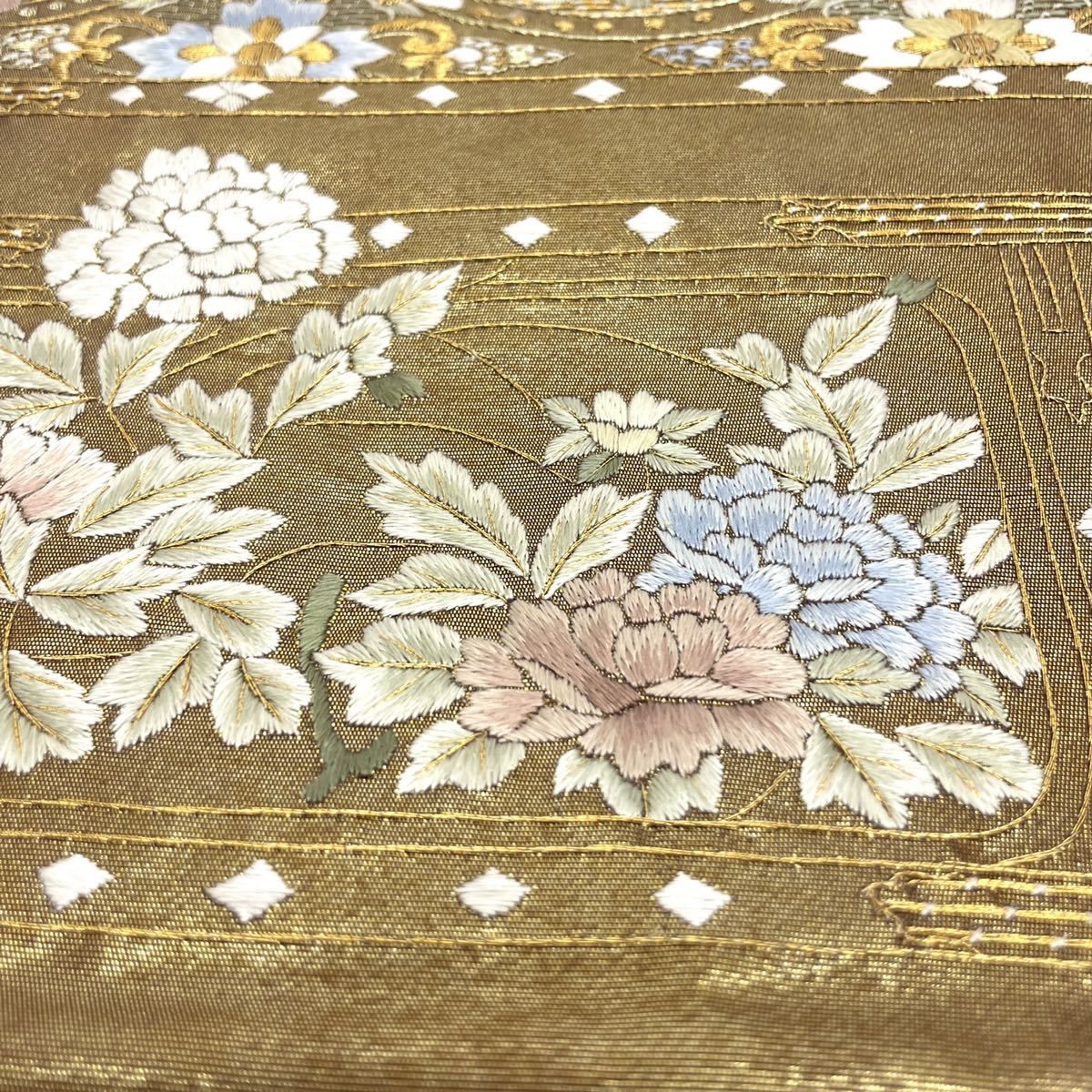七福】m3518 中国三大刺繍 蘇州刺繍 正絹 袋帯 六通 袋帯 蘇州刺繍