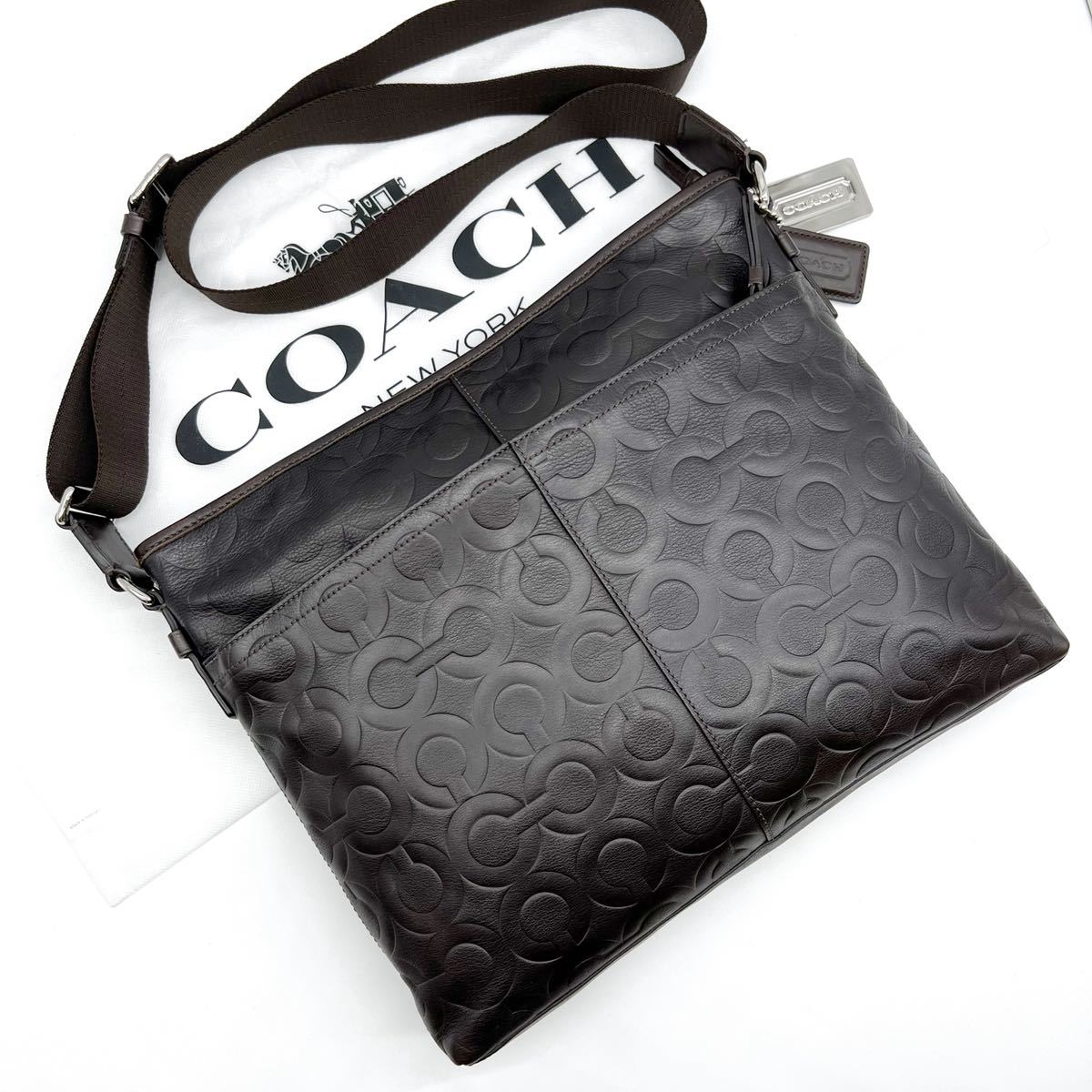 爆買い，限定SALE 超 定価6.7万円 COACH コーチ オプアート 牛革 レザー ジップトップ クロスボディ ショルダーバッグ ダークブラウン メンズ ビジネス(その他)｜売買されたオークション情報、yahooの商品情報を かばん、バッグ