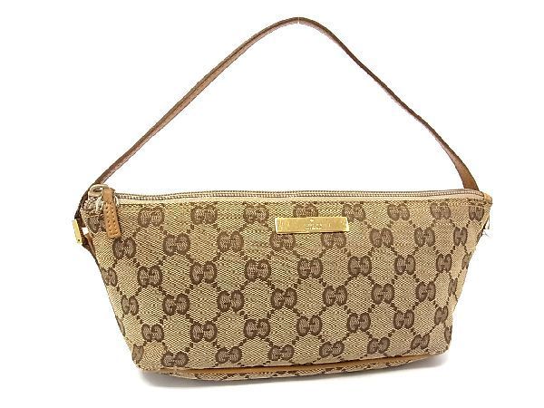 1円 GUCCI グッチ 039・1103 GGキャンバス×レザー ミニバッグ 