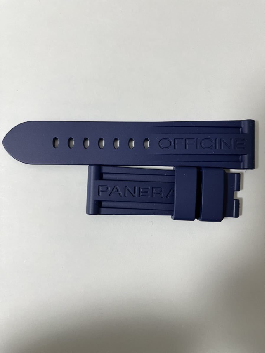 PANERAIパネライ 純正 正規 24mm -22mm尾錠用 Caoutchouc カウッチュー ラバー ベルト バンド ストラップ ネイビーダークブル_1