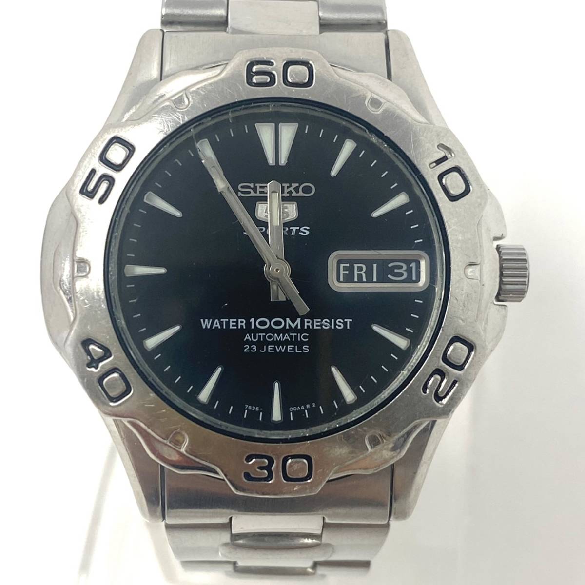 6650/ SEIKO SPORTS 7S36-00A0セイコー スポーツ 23JEWELS 銀 シルバー 腕時計 メンズ 男性