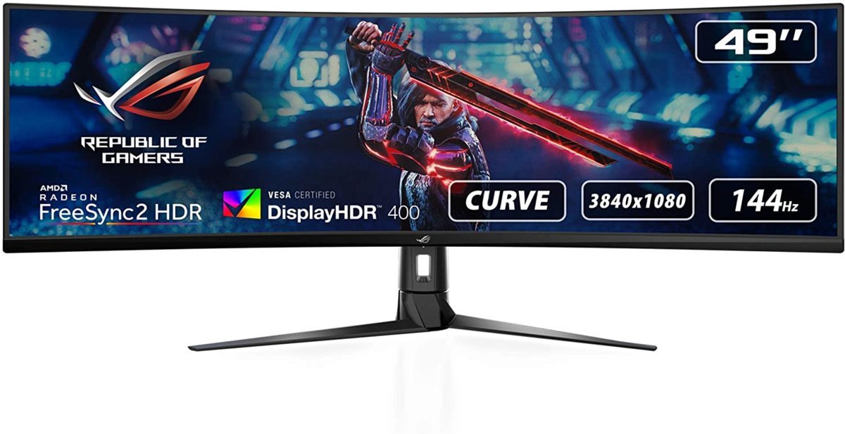 新品 ASUS ゲーミング湾曲モニターROG Strix XG49VQ 49インチ /32:9/3840x1080/144Hz/FreeSync/DisplayHDR 400 2022/8~3年保証 引き取り可