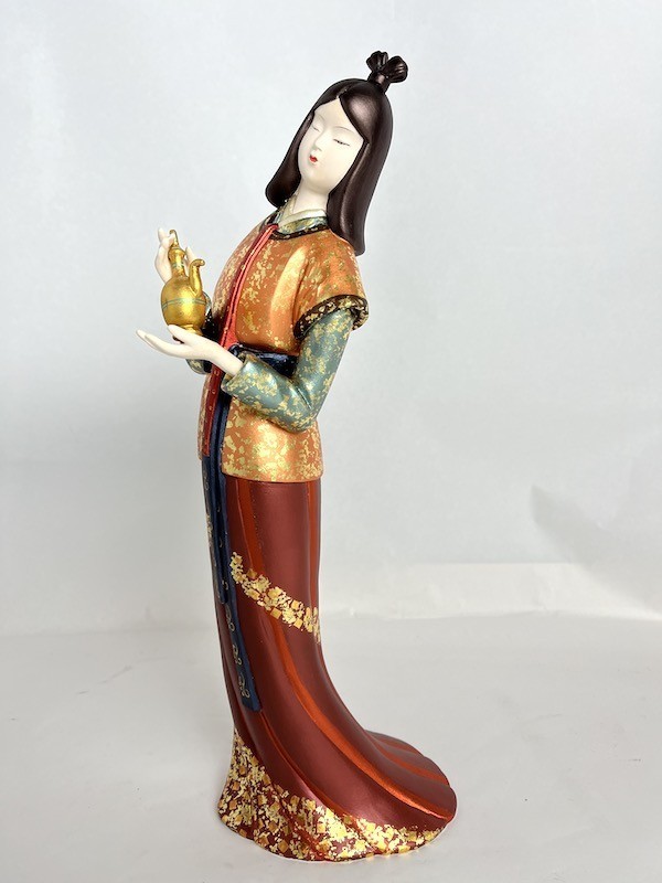 T749】珍品 博多人形 金彩 美人 卑弥呼？ 陶器 日本人形 作家不明 高級 