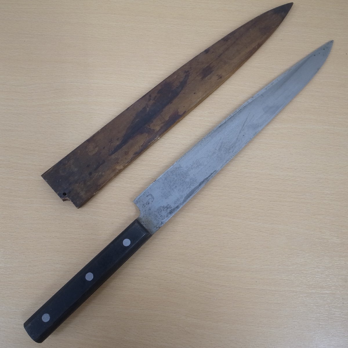 特殊刃物鋼 福田光男作 本焼 包丁 刃渡り 約 28cm 柳刃包丁 刺身包丁