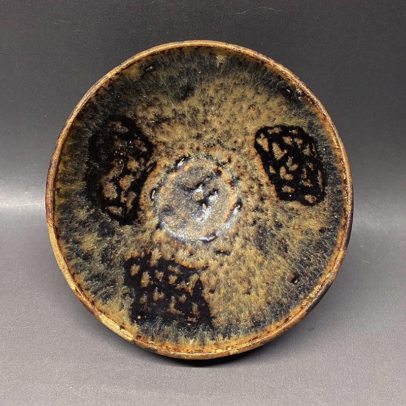 南宋時代吉州窯玳瑁釉剪紙紋天目茶碗玳玻盞時代箱付(宋)｜売買された