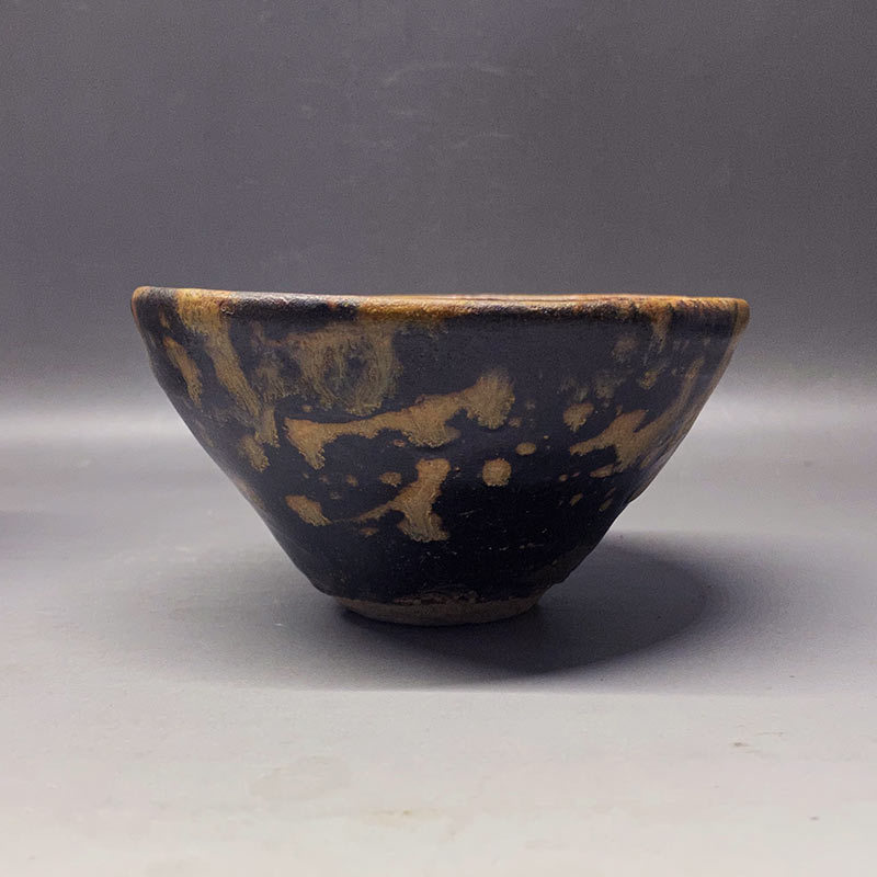南宋時代吉州窯玳瑁釉剪紙紋天目茶碗玳玻盞時代箱付(宋)｜売買された
